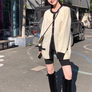 ysl classic style 100% cashmere cardigan size M